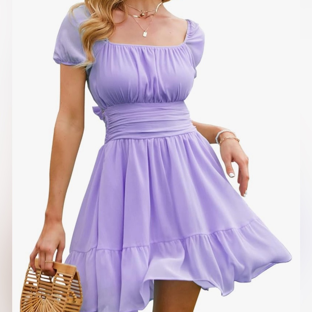 lilac flowy short dress NWOT